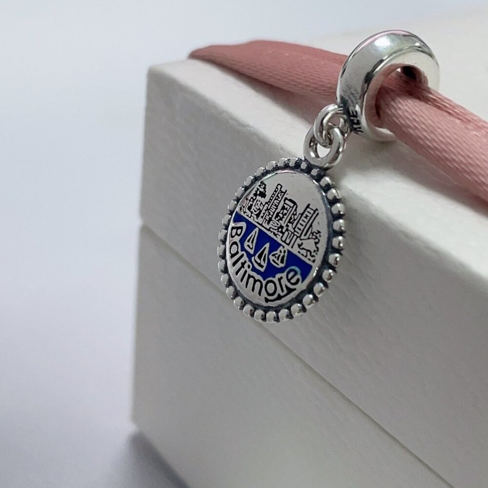Pandora Baltimore Maryland Charm-Travel Pendant, s925 Sterling Silver